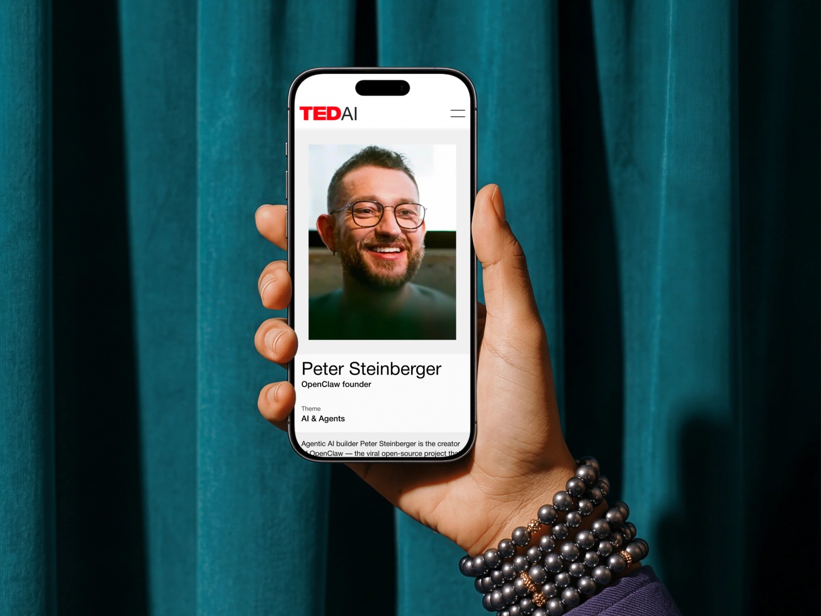 TEDAI speaker page on a phone
